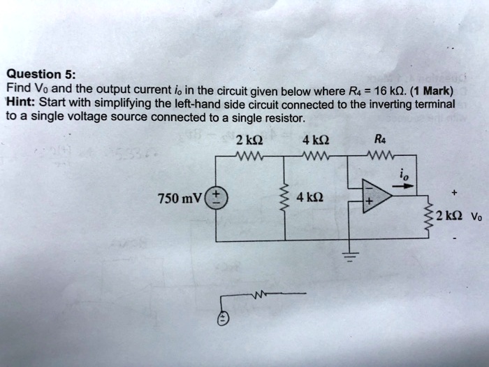 question 5 find vo and the output current io in the circuit given below ...