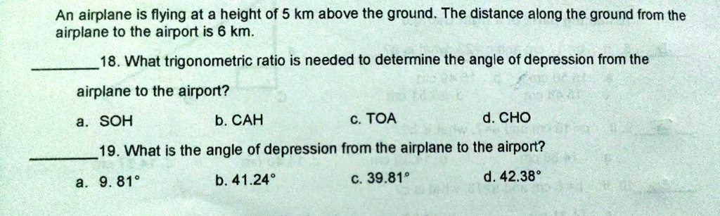 An airplane is flying at a height of 5 km above the ground. The ...