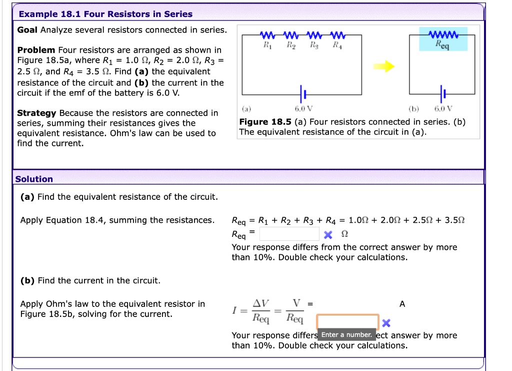 SOLVED Example 18.1 Four Resistors in Series Goal Analyze several