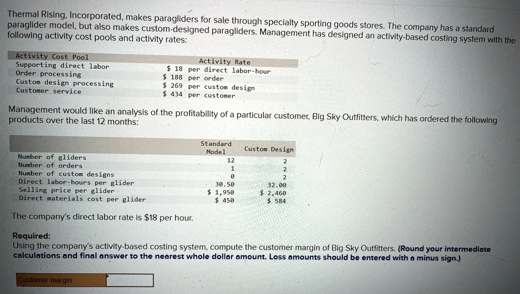 SOLVED Using the company's activitybased costing system, compute the