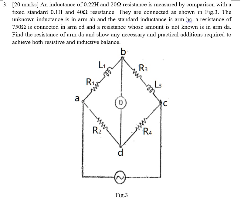 SOLVED: An Inductance Of 0.22H And 20Î© Resistance Is Measured By ...