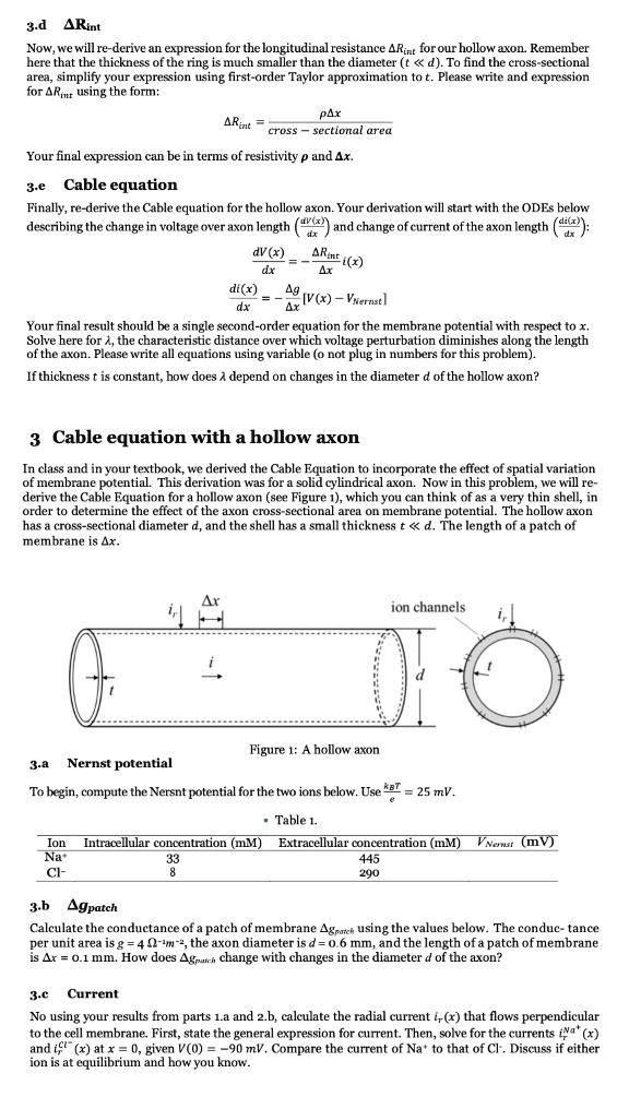 3d rint now we will re derive an expression for the longitudinal resistance rint for our hollow axon remember here that the thickness of the ring is much smaller than the diameter t d to fin 61173
