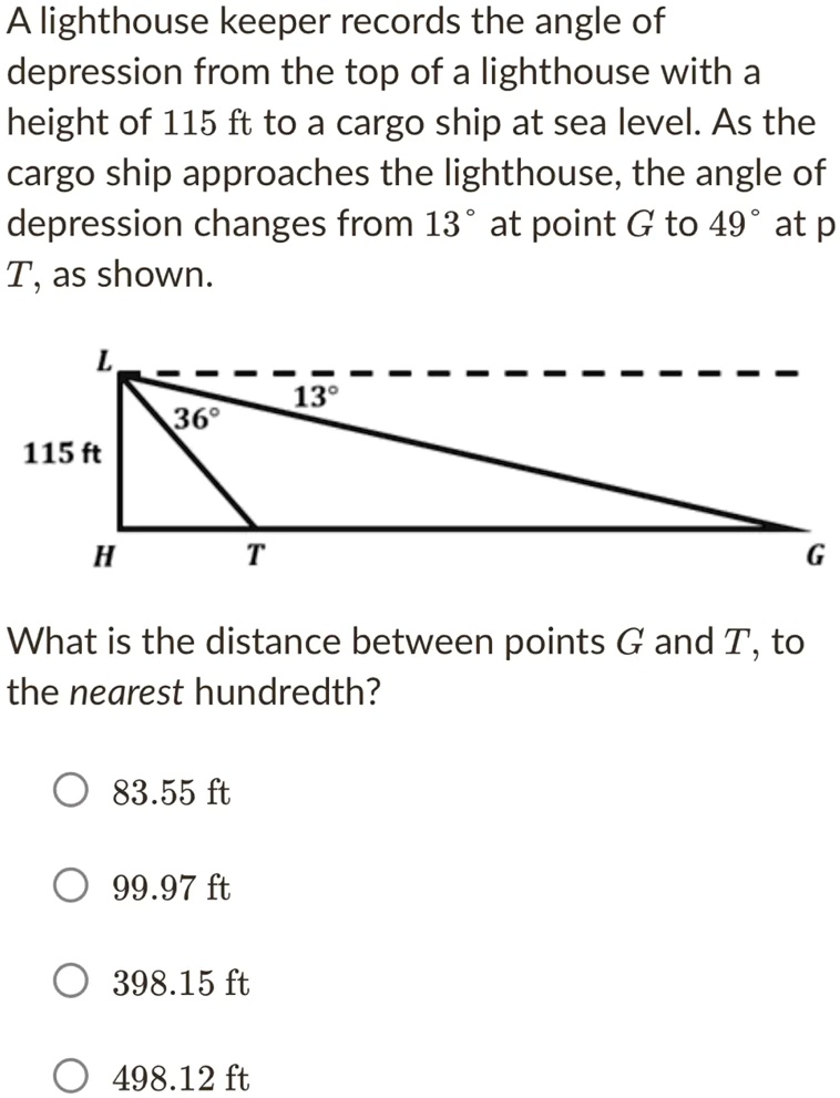 SOLVED A lighthouse keeper records the angle of depression from the