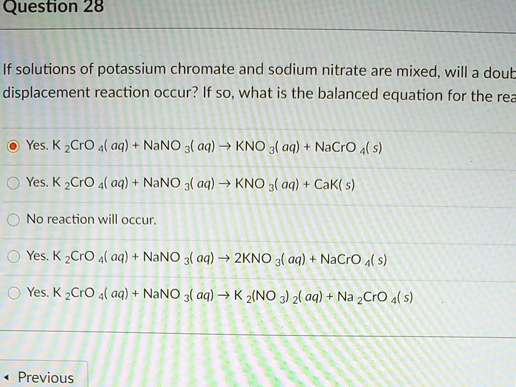 SOLVED Question 28 If solutions of potassium chromate and sodium