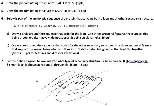 4. Draw the predominating structure of TEACH at pH 5. (5 pts) 5. Draw ...