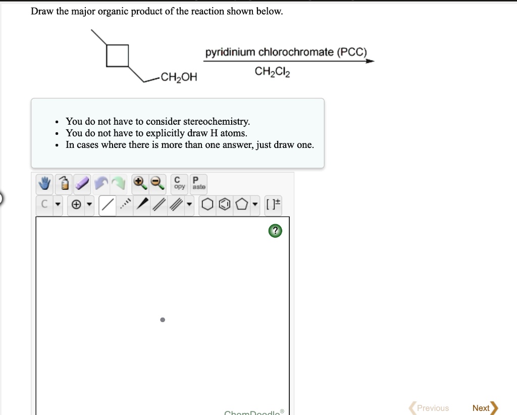 Pcc Rxn Draw the major organic product of the reaction shown below: pyridinium ...