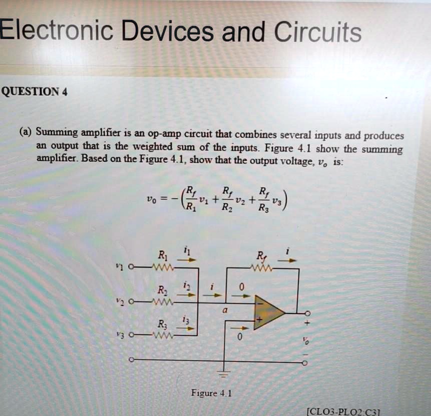 SOLVED: Text: Electronic Devices and Circuits QUESTION 4 (a) A summing ...