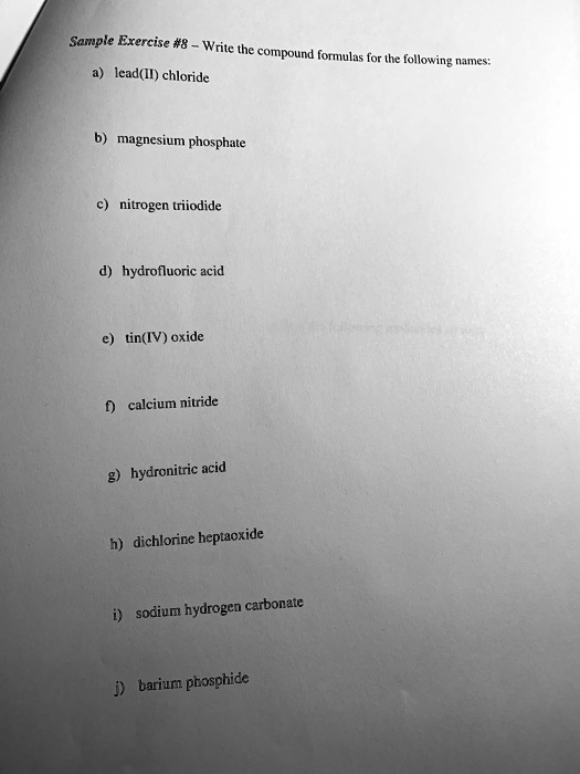 SOLVEDSample Exercise 8 Write the compound formulas for the following