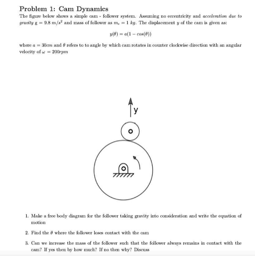 Problem 1: Cam Dynamics The figure below shows a simple cam...