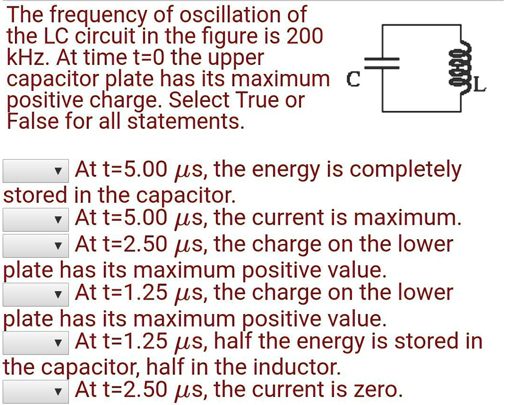 SOLVED The frequency of oscillation of the LC circuit in the figure is