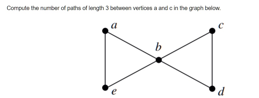 compute the number of paths of length 3 between vertices a and c in the ...