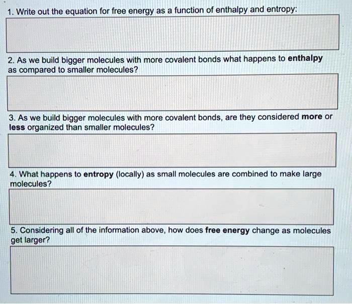 SOLVEDWrite out the equation for free energy as a function of enthalpy