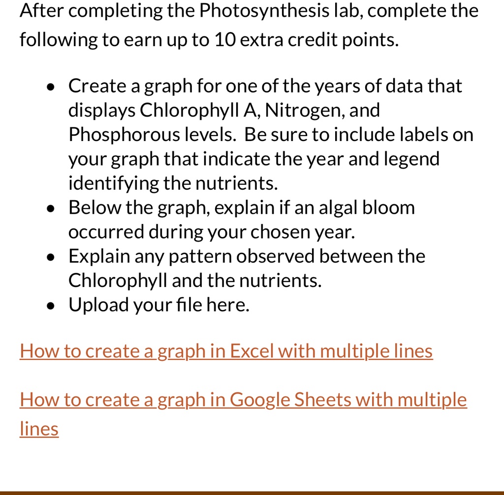 After completing the Photosynthesis lab, complete the following to earn ...