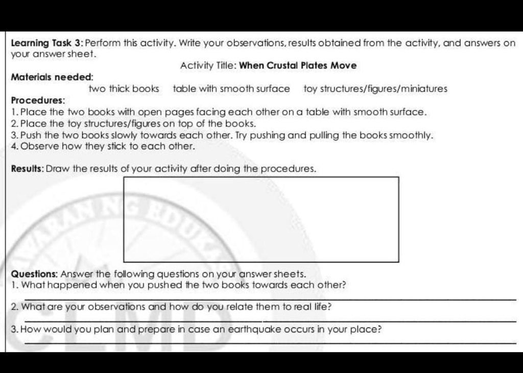 SOLVED'Learning Task 3Perform this activity. write your observation