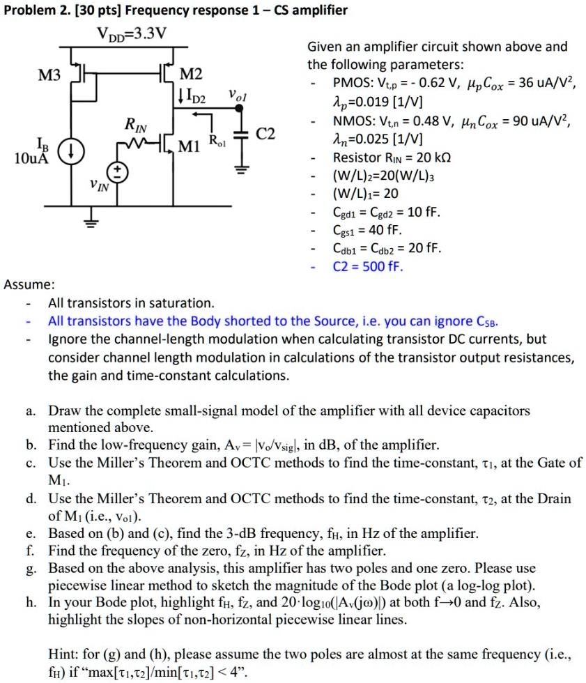 SOLVED: Problem 2. [30 pts] Frequency response of a CS amplifier