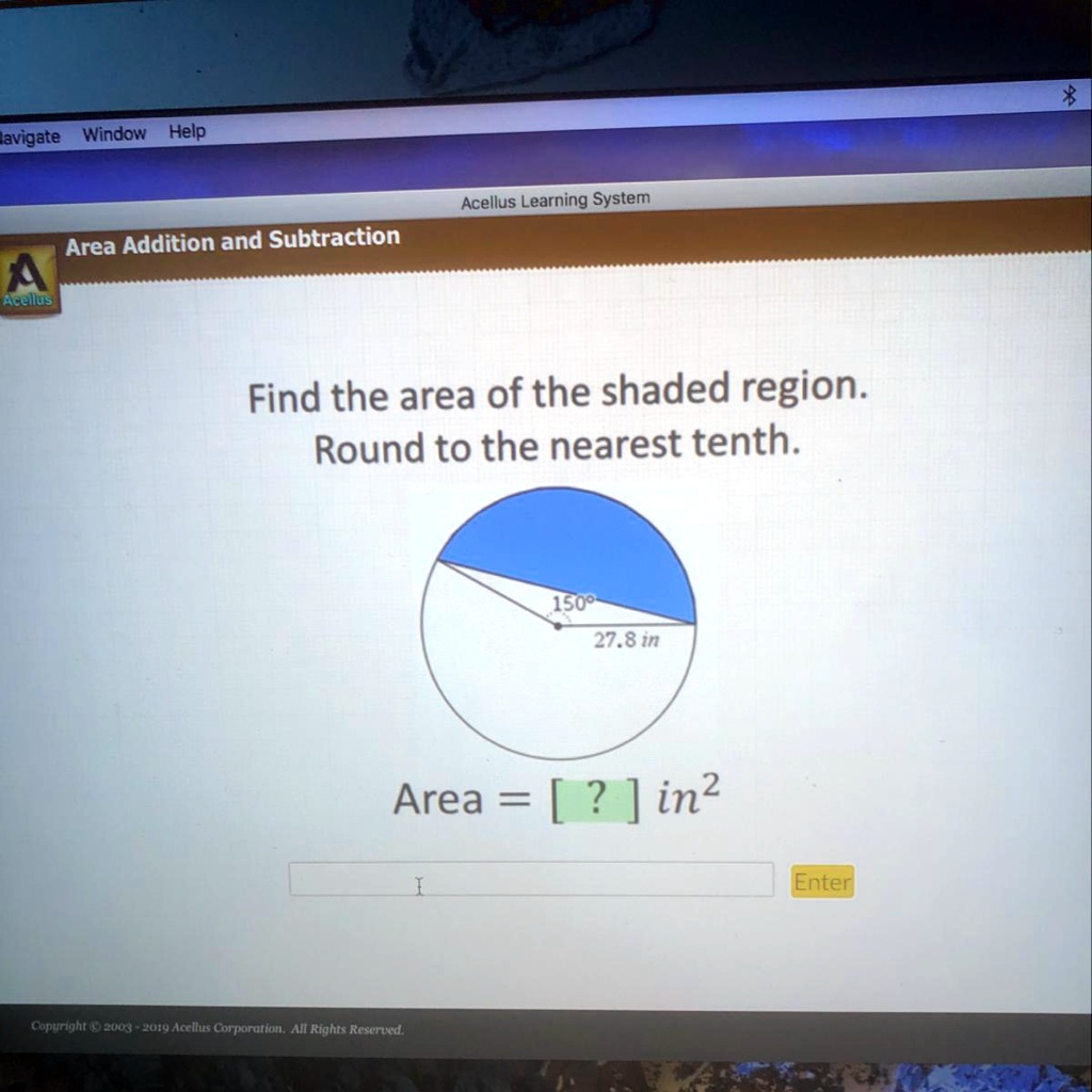 find the area of the blue shaded region acellus