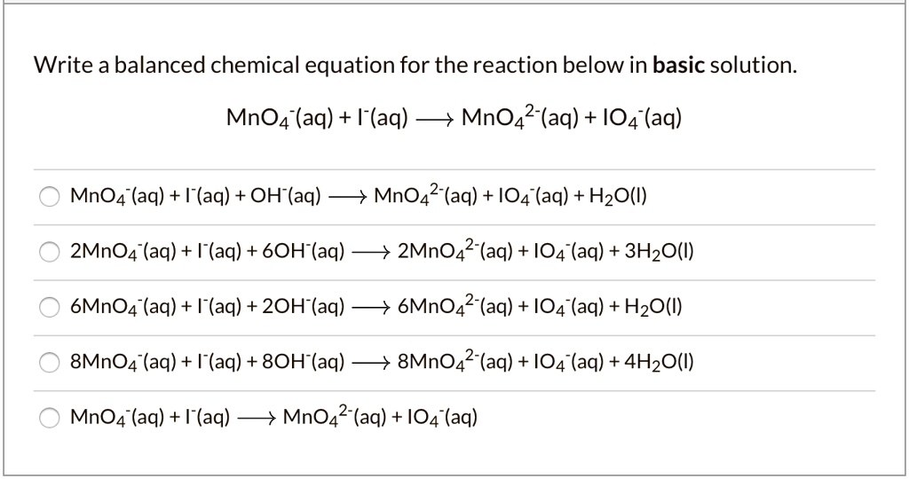 SOLVED:Write a balanced chemical equation for the reaction below in ...