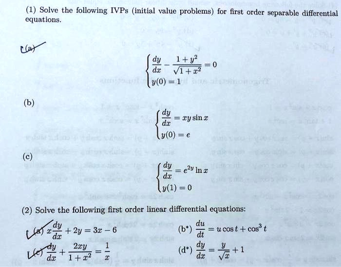 Solve the following ivps initial value problems for first...
