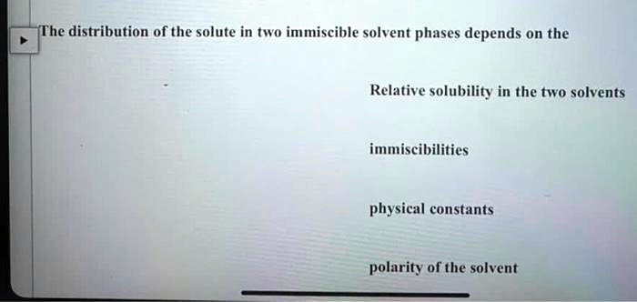 The distribution of the solute in two immiscible solvent...