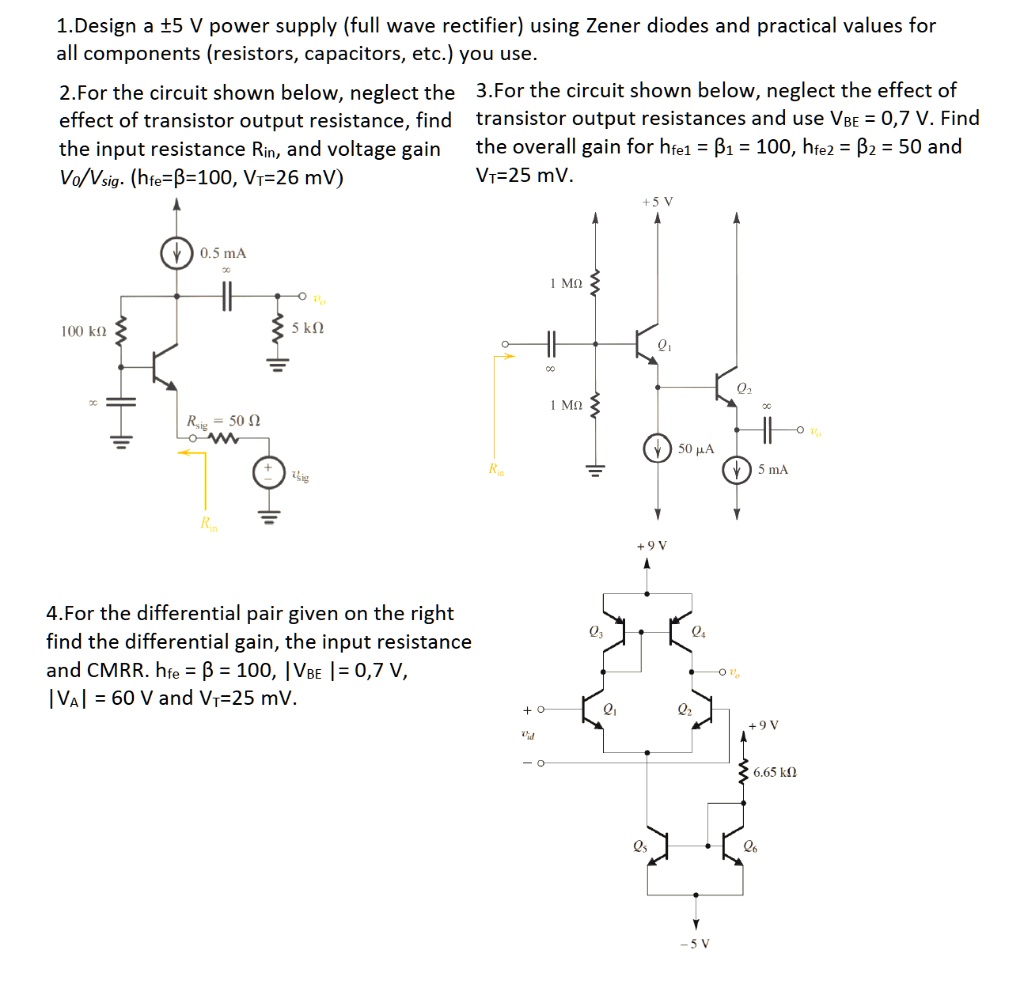 SOLVED: Design a 5V power supply (full wave rectifier) using Zener