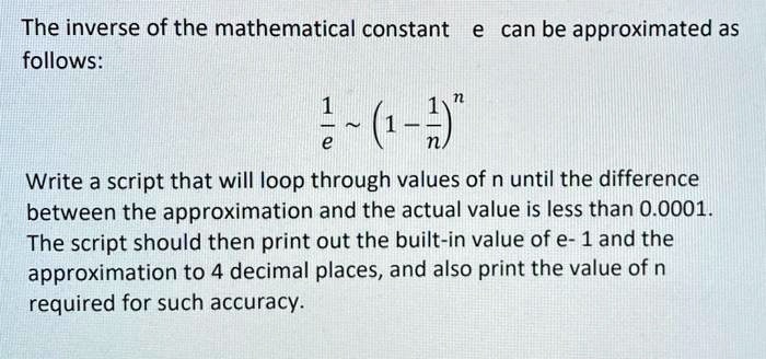 Worst Math Approximation The inverse of the mathematical constant e can be approximated as ...