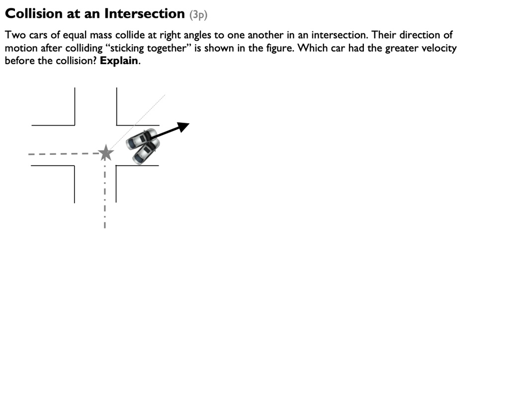 collision at an intersection bp two cars of equal mass collide at right ...
