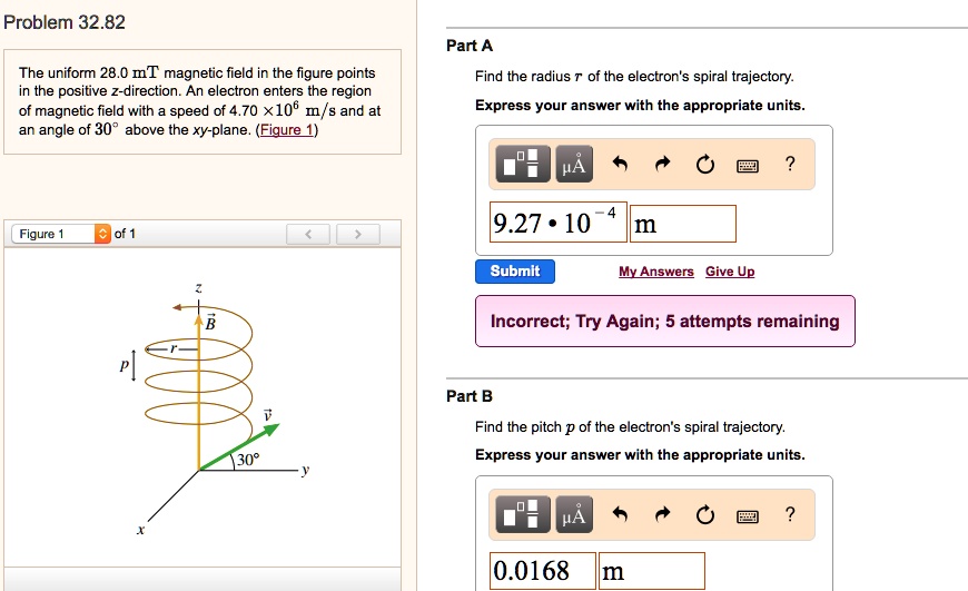 SOLVED Problem 32.82 Part A The uniform 28.0 mT field in the
