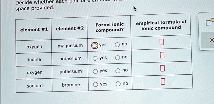 Decide whether each pair of elements in the space...