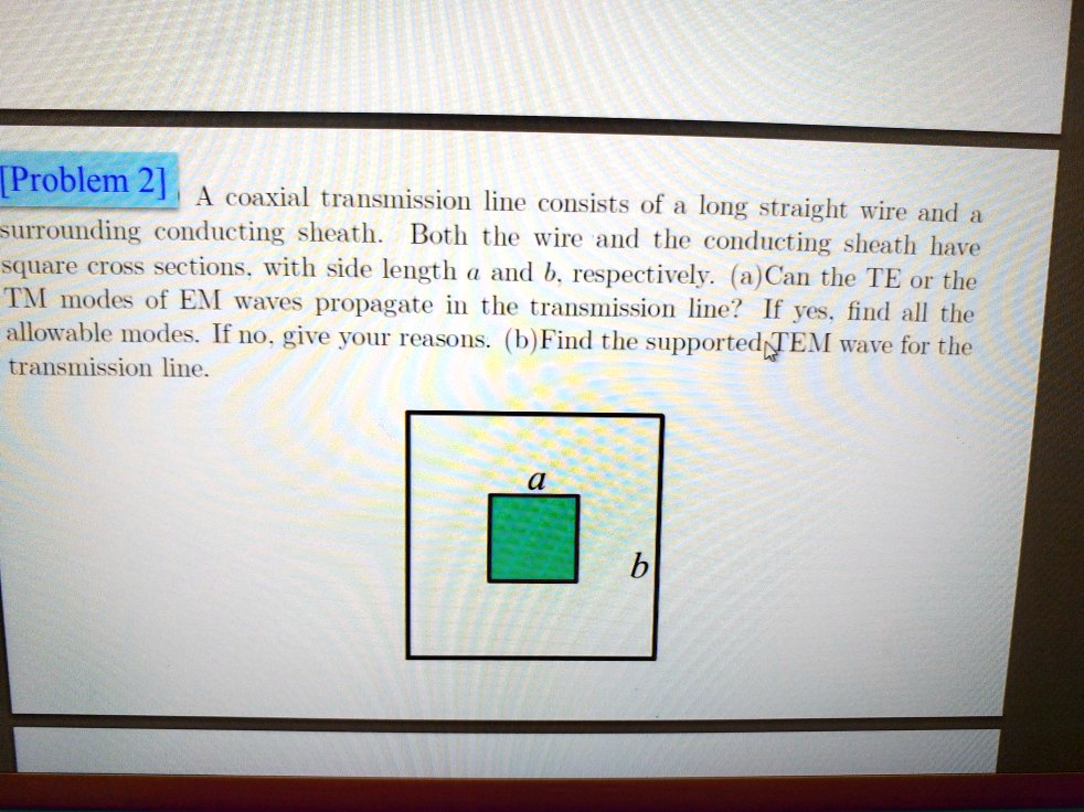 SOLVED A coaxial transmission line consists of a long straight wire