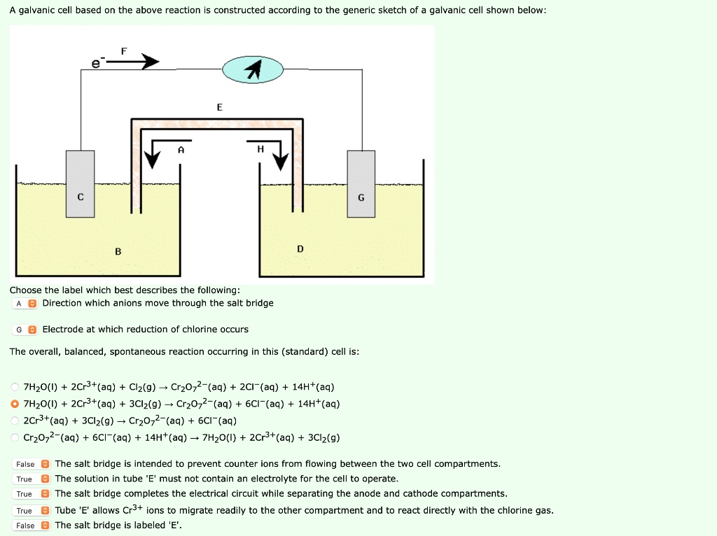 Galvanic cell based on the above reaction constructed according to the