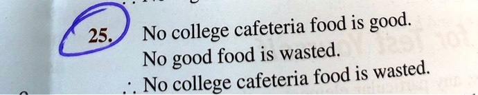 No college cafeteria food is good.
No good food is wasted.
? No college cafeteria food is wasted.