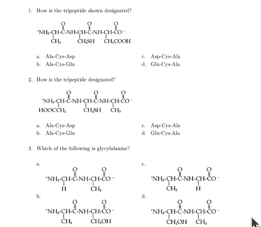 SOLVED:How Is The Tripeptide Shown Designated? NH,-CH-C-NH-CH-C-NH-CH ...