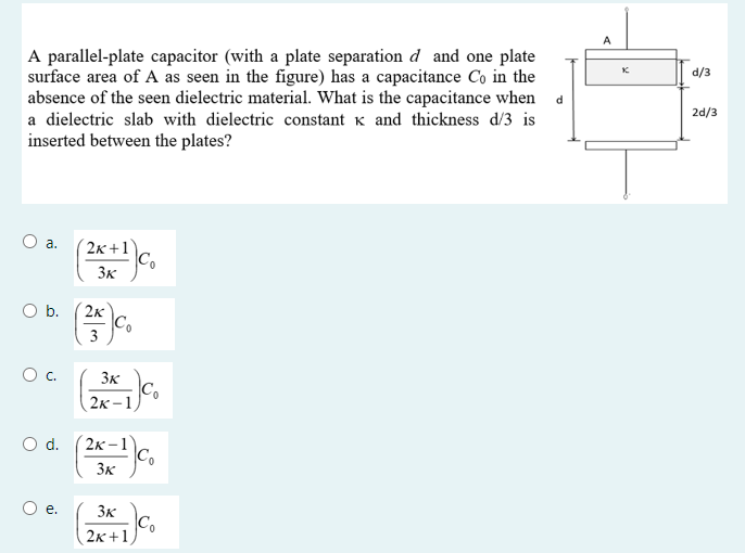 SOLVED A parallelplate capacitor (with a plate separation d and one