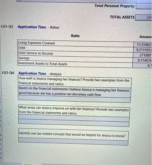 SOLVED Texts Total Personal Property TOTAL ASSETS 22 LG3Q3