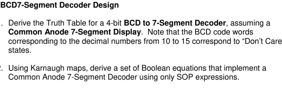 bcd to 7 segment decoder common anode truth table