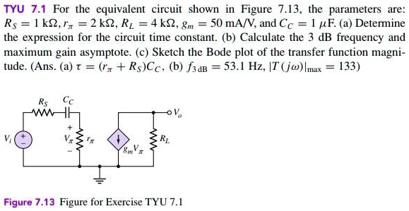 F3db Rectangular Function TYU 7.1 For the equivalent circuit shown in Figure 7.13, the parameters ...