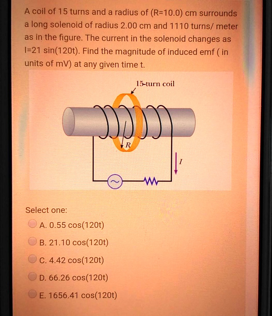 Solved A Coil Of 15 Turns And A Radius Of R 10 0 Cm Surrounds A Long Solenoid Of Radius 2 00