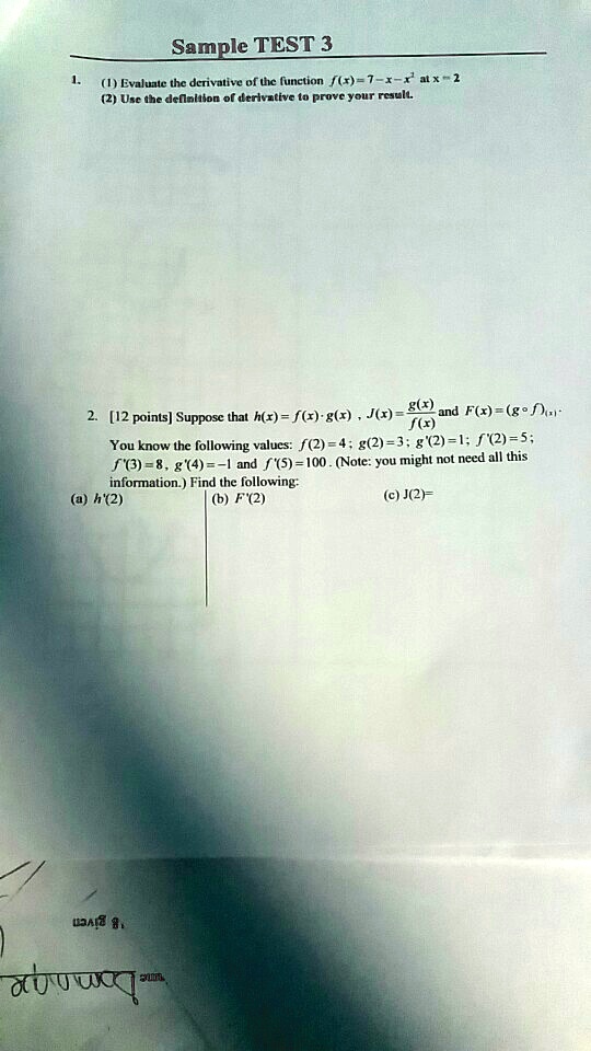 Sgmple Test 3 V Evaluale Thc Dcvivalive Of Uc Functi Itprospt