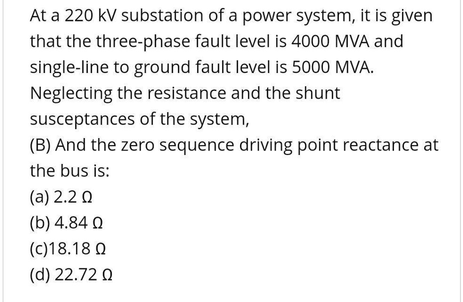 SOLVED At a 220 kV substation of a power system, it is given that the