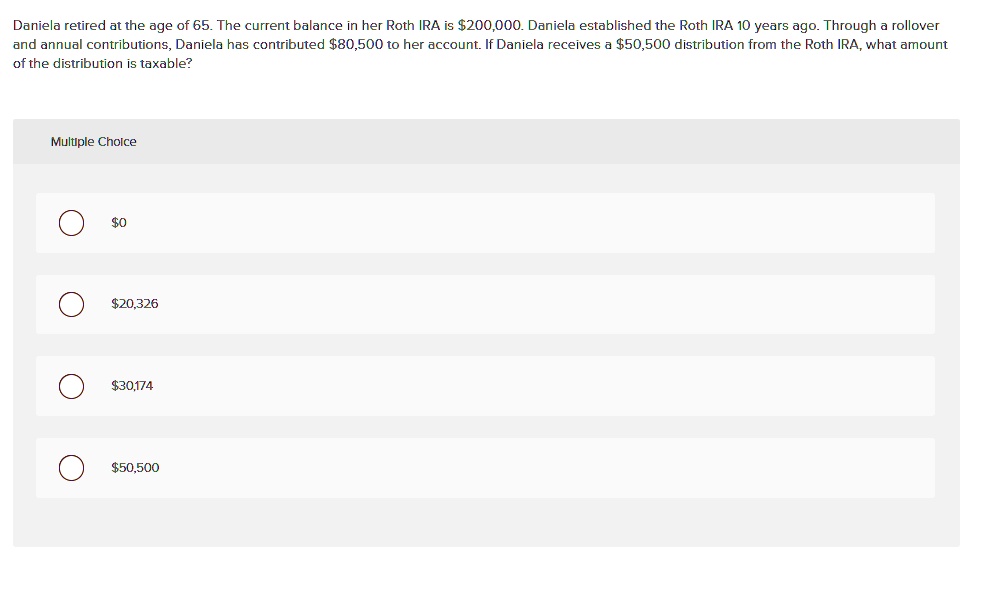 SOLVED Daniela retired at the age of 65. The current balance in her