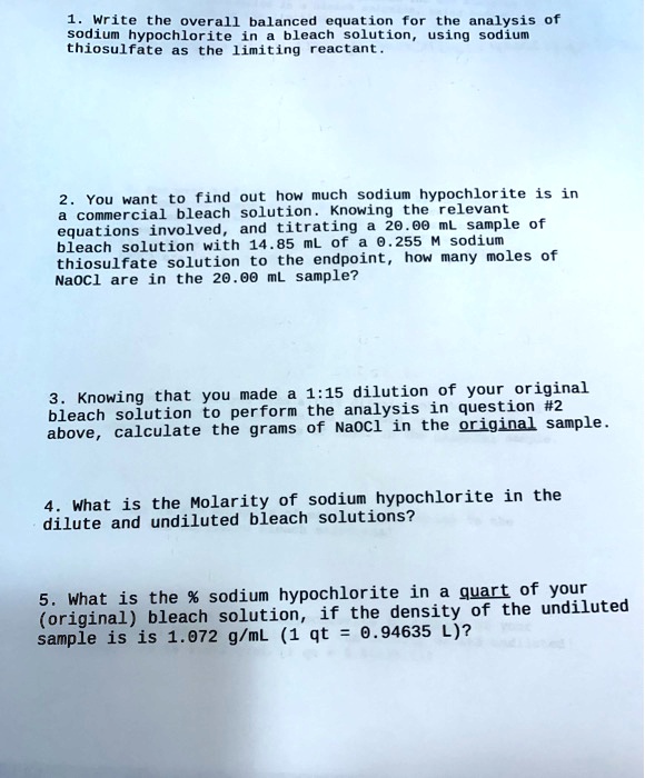 Write the overall balanced equation for the analysis of sodium