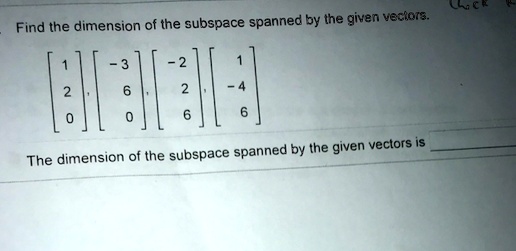 dimension of subspace spanned by vectors calculator