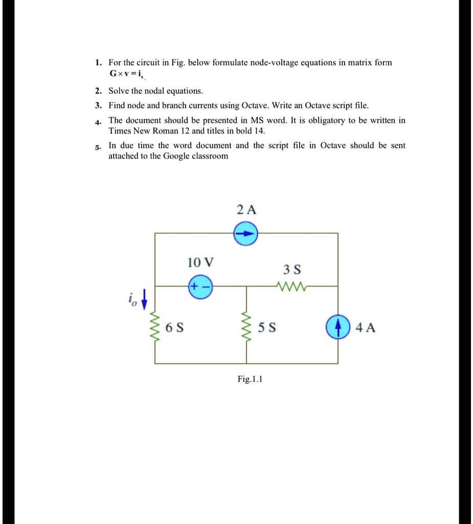 SOLVED: For the circuit in Fig. below formulate node-voltage equations ...