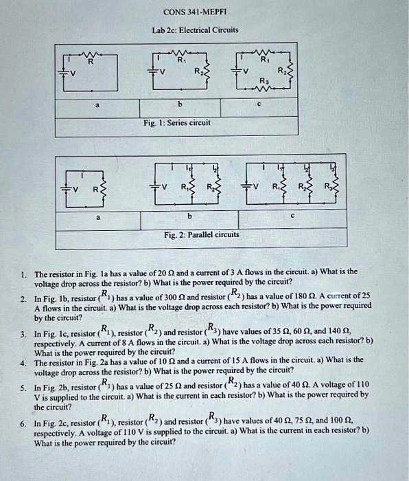 SOLVED: Texts: CONS341-MEPFI Lab 2c: Electrical Circuits R, Fig. 1 ...