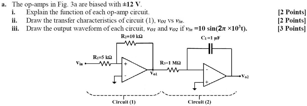 SOLVED: The Op-amps in Fig: 3a are biased with +12 V. Explain the ...