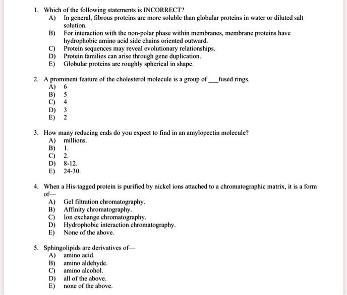 Solved 1. Which of the following is incorrect? (a) the