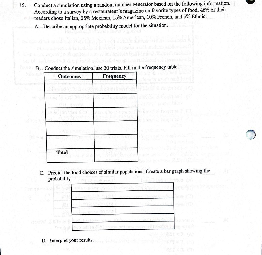 SOLVED: 15. Conduct a simulation using a random number generator based ...