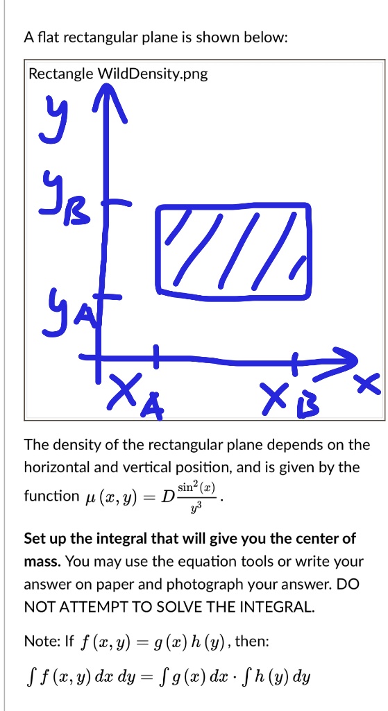 Dense Rectangular SOLVED: A flat rectangular plane is shown below: Rectangle WildDensity ...
