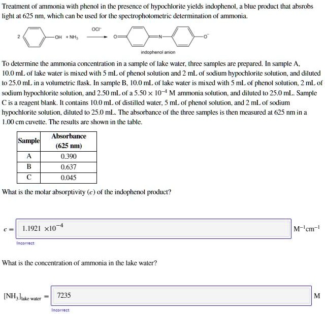SOLVED Treatment of ammonia with phenol in the presence of