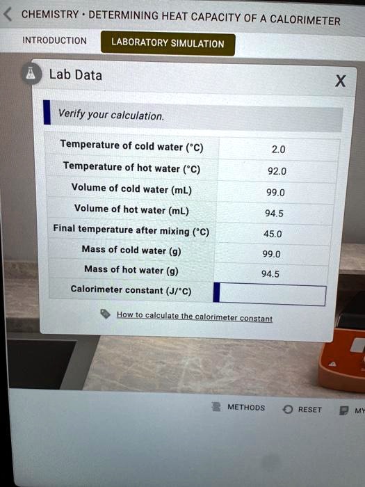 SOLVED:CHEMISTRY DETERMINING HEAT CAPACITY OF A CALORIMETER ...